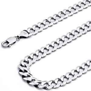 14k Solid White Gold Curb Concave Cuban Chain Necklace | 3.5 mm | Real Gold 22"